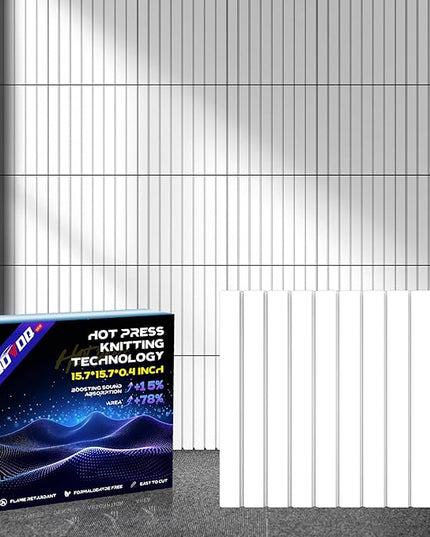 10Pack Large Self-Adhesive Soundproof Wall Panels, 15.7 x 15.7 x 0.4in Sound Proof Foam Panels for Walls, 0.9lb/ft³ High Density,Acoustic Panels, Sound Dampening Panels White