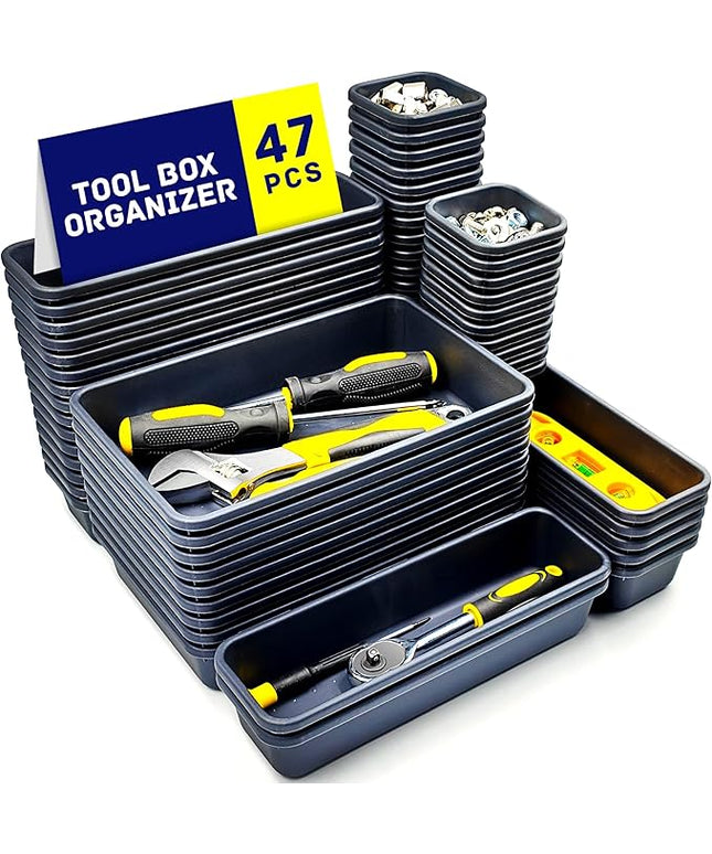 Tool Box Organizer, Tool Drawer Organizer Tray Divider, Toolbox Organization, Garage Tool Organizers and Storage, Tool Box Accessories for Rolling Tool Chest Cabinet (47PCS)