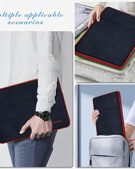 Hseok Laptop Sleeve 15 inch Case with Side Pocket Compatible with MacBook Air 15" M3 M2, Mac Pro 15“, Surface Laptop 15, XPS 15 and Most 14-15 inch Notebooks Chromebooks Tablets,B02K02
