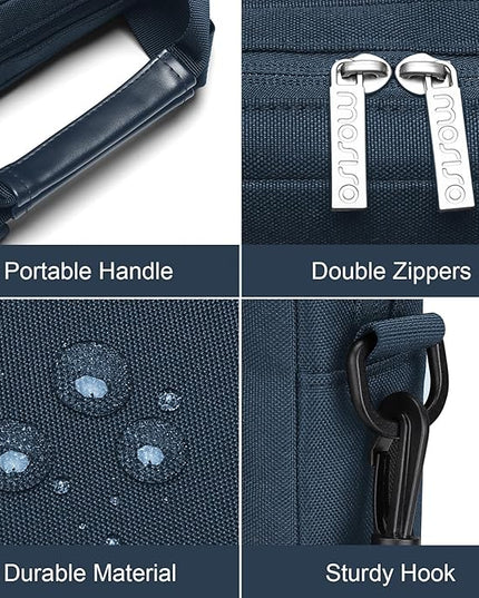 MOSISO Laptop Shoulder Bag 15.6 inch, 15-15.6 inch Computer Bag Compatible with MacBook Pro 16 inch, HP, Dell, Lenovo, Notebook with 2 Raised&1 Flapover&1 Horizontal Pocket&Handle&Belt, Haze Blue