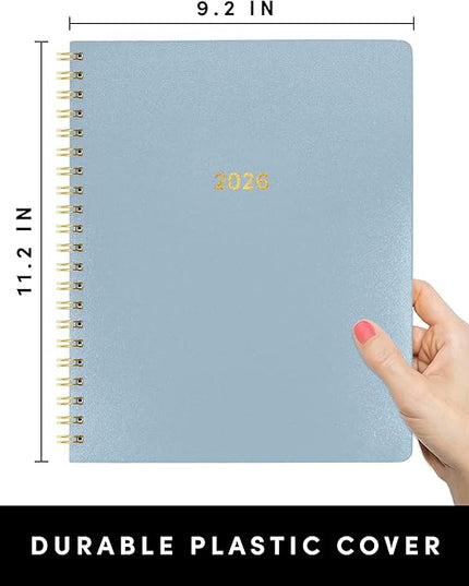 PAPERAGE 2026 Weekly & Monthly Planner, 12 Months (January 2026 - December 2026), 9.2 in x 11.2 in, Spiral Bound 2026 Planner with Weekly, Monthly & Yearly Views, Note Pages & Inner Pocket – Slate
