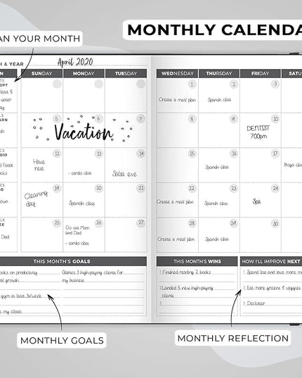 Clever Fox Planner – Undated Weekly & Monthly Planner for Productivity, Time Management & Goals – Organizer Journal – A5 (Black)