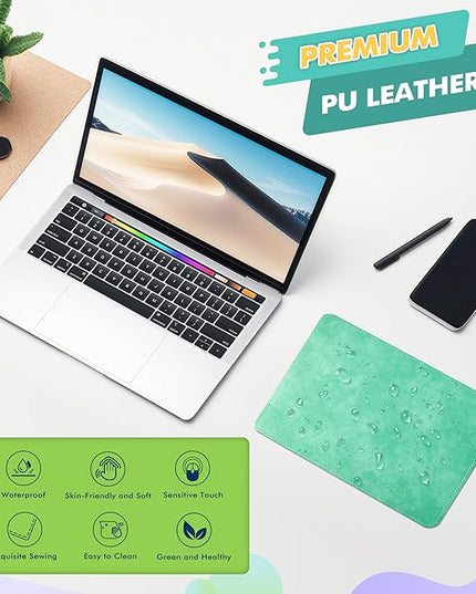 PU Leather Mouse Pad with Stitched Edge, Micro-Fiber Base, Non-Slip Waterproof, 8x11Inch (Mint Green)