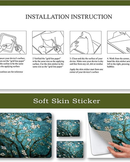 Laptop Skin Sticker Decal,12" 13" 13.3" 14" 15" 15.4" 15.6 inch Laptop Vinyl Skin Sticker Cover Art Protector Notebook PC (2 Wrist Pad Skin Included), Decorative Waterproof Removable,Van Gogh Painting