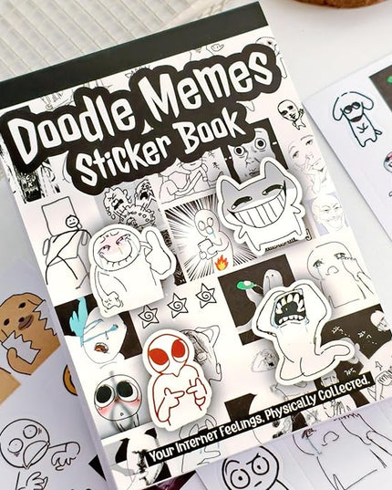 PRSTINCOL Meme Sticker Book, 30 Sheets 460+ Pcs, Black and White Funny Meme Stickers for Adults and Teens, Die Cut Vinyl Stickers for Journaling Scrapbooking DIY