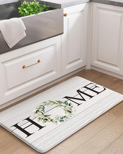 KIMODE Anti Fatigue Kitchen Mat for Floor 20"x32", Farmhouse Kitchen Rug, Cushioned Non Slip Kitchen Mats for Floor, Comfort Farmhouse Kitchen Floor Mat for Sink Laundry Desk White