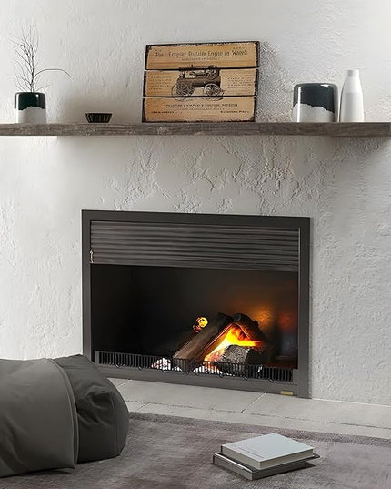 48 Inch Fireplace Mantel Shelf - 8 Inch Deep Rustic Solid Reclaimed Wood Floating Shelf, Wall Mounted Farmhouse Display Shelf with Invisible Heavy Duty Metal Bracket, Set of 2, Cement Grey