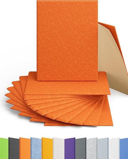 12 Pack Acoustic Panels Self Adhesive Sound Proof Foam, High Density Sound Acoustic Panel, 16X12X0.4 Inch 4:3 Rectangle Panels in Home, Office, Reccording Room, Studio, more(Orange-Red)