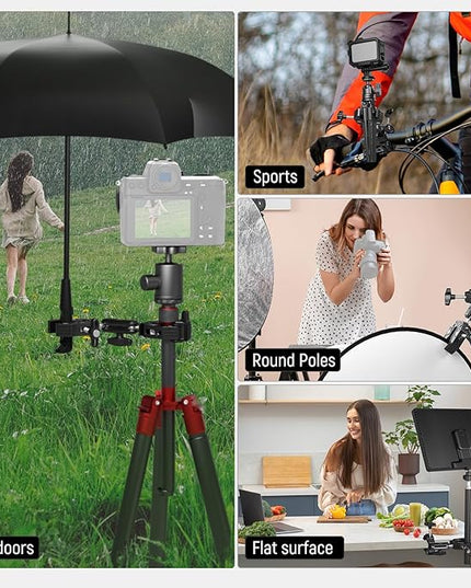 Neewer Double Super Clamp Camera Mount with Magic Arm, Cold Shoes for Desk Studio Light Stand Holder Photography Reflector, Flag, Cross Bars, Motorcycle, Umbrella, Pole Stick Shoot Accessories Tools