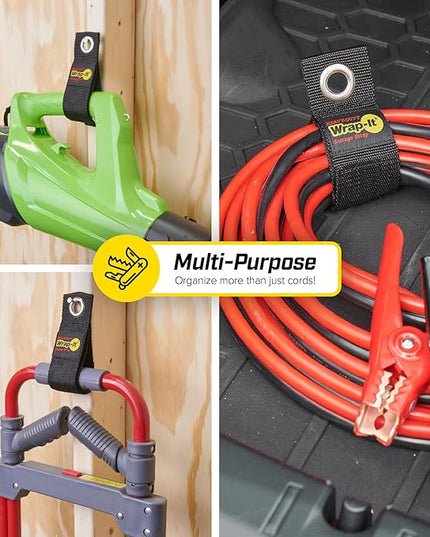 Heavy-Duty Wrap-It Storage Straps, 13-inch (6 Pack) - Hook and Loop Extension Cord Organizer Hanger, Cord Wrap, Cable Straps for Cables, Hoses, Rope for Home, RV and Garage Storage and Organization