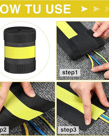WILLBOND Carpet Cord Cover Cable Protector Floor Cover Cable Protector Management Only for Commercial Office Carpet(98.43 ft,Yellow and Black)