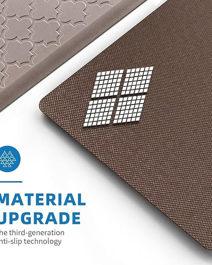 Kitchen Mats for Floor 2 Piece - Anti Fatigue Mats for Kitchen Floor - Non Slip Cushioned Rugs for Standing, Office,Sink, Laundry, Khaki