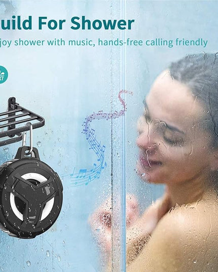 EBODA Bluetooth Shower Speaker, Portable Bluetooth Speakers, IP67 Waterproof Wireless Speaker with LED Light, Floating, 2000mAh, True Wireless Stereo for Kayak, Beach, Gifts for unisex -Black