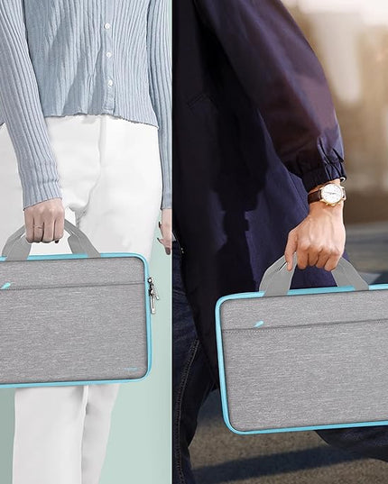 Hseok Laptop Case 13.3-14 inch Briefcase Handbag, Water-Resistant and Shockproof Computer Sleeve Compatible with MacBook Pro 14", Mac Air/Pro 13.3" and 13"-14" Notebooks Chromebooks,Light Gray-Blue