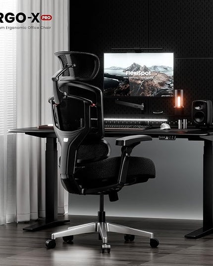 FLEXISPOT ErgoX-PRO Ergonomic Office Chair with Footrest Black – Cloudtech Cushion, 5D Lumbar, 7D Armrests, 4D Headrest, 551LBS Capacity – Office, Gaming, Home