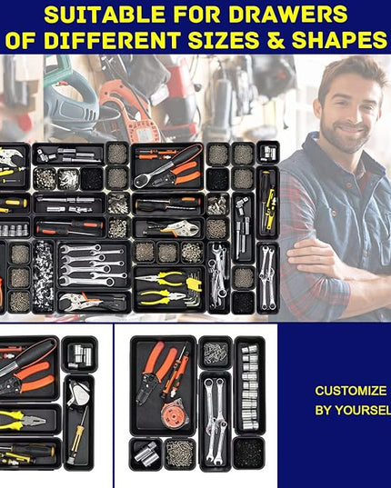 Tool Box Organizer, Tool Drawer Organizer Tray Divider, Toolbox Organization, Garage Tool Organizers and Storage, Tool Box Accessories for Rolling Tool Chest Cabinet (47PCS)