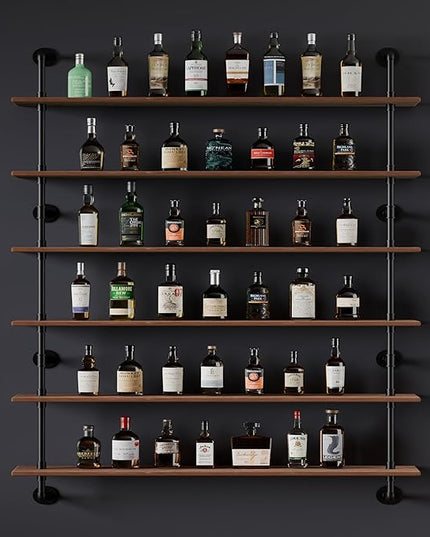 48 InchPipe Bookshelf Floating Shelves for Wall Shelves Bookshelf Industrial Pipe Shelving Shelves Real Wood Planks Rustic Hanging Shelves Farmhouse Kitchen Bar Shelving