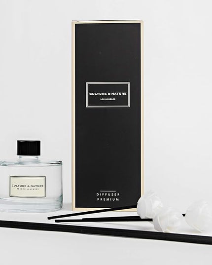 CULTURE & NATURE Reed Diffuser Set 6.7oz (200ml) French Lavender Scented Diffuser with Sticks Home Fragrance Reed Diffuser for Bathroom Shelf Decor
