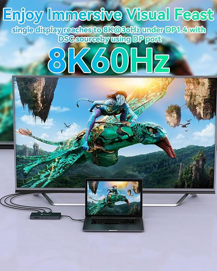 Laptop Docking Station 3 Monitors, 4K@120Hz DisplayPort 4K@60Hz HDMI 4K@60Hz USBC,12 in 1 USB C Video Output for Multiple Monitor Dock USB A 3.0, USB C 3.2 10Gbps Ports 100W PD, SD/TF