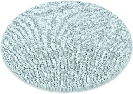 MAYSHINE Round Area Rug Set for Bathroom | Soft Plush Chenille Bath Mat, Water Absorbent Non-Slip Bathroom Rug | Washable Shag Carpet for Shower, Bedroom, or Home Décor | 36"x36" (Round) | Spa Blue