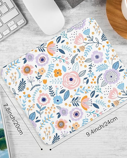 Flower Square Mouse Pad,Non-Slip Rubber Base Mouse Pad,Home Office Decoration Desktop Accessory,Laptop Mouse Pad for Office Laptops,9.4x7.8x0.12inch 3