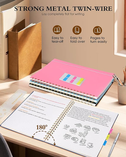 Dotted Notebook, Spiral Notebook Journal 8.5” x 11”, A4 Large Dot Grid Notebooks for Women Men, 100 GSM Dotted Paper, Plastic Hardcover Spiral Bullet Journals for Work School Sketching, Navy