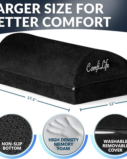 ComfiLife Foot Rest for Under Desk at Work – Adjustable Desk FootRest for Office Chair, Gaming Accessories – Ergonomic Teardrop Design for Back, Hip & Leg Pain Relief – 100% Memory Foam (Black)