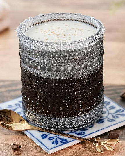 Kate Aspen Hobnail Beaded Drinking Glasses Vintage Glassware Set | Cocktail Glass Set, Juice Glass, Water Cups | Makes A Great Hostess Gift, Gift for Newlyweds (Smoke Grey)