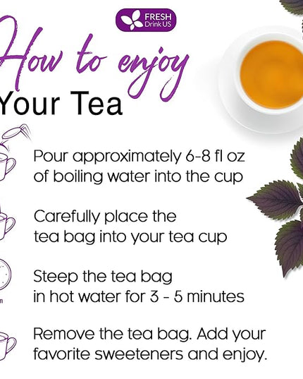 FreshDrinkUS, Premium Perilla Leaf Tea – 40 Tea Bags | 100% Pure Perilla Leaves | Caffeine-Free, Non-GMO, Natural Packaging | Herbal Tea Bags for Daily Enjoyment. Gluten-Free. Sugar-Free. Vegan