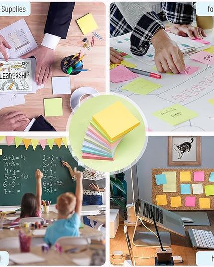 Sticky Notes 3x3 Inches, 8 Pads, 800 Sheets, 8 Color Sticky Note Pads, Premium Sticky Pads, Sticky Notes Bulk, Self-Stick Note Pads, 100 Sheets/pad