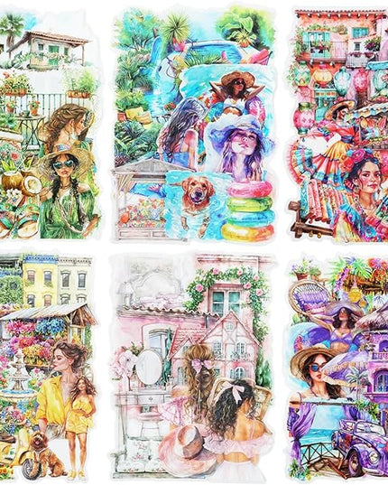 AuriicLeaf Travel PET Stickers, 150 Pcs Summer Holiday Ephemera for Scrapbooking, Journaling, DIY Crafts, and Art Supplies