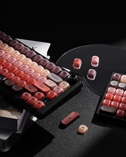 OHY PBT Keycaps, XVX Berry Kiss Theme Red Jelly HOA Profile Key Cap, 132-Key Cute Custom Keycaps (for Mechanical Keyboards with Cherry/Gateron MX Switches)-Lipstick