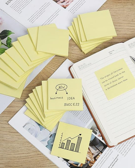 (24 Pack) Sticky Notes 3x3 in Yellow, Sticky Pads, Clean Removal, Recyclable, Self-Stick Pads, Easy to Post for Home, Office, Notebook