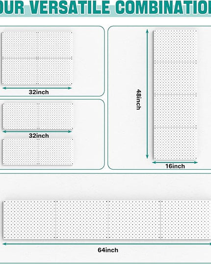 EVERHANGER Metal Pegboard Panels, Heavy Duty Pegboard Wall Organizer, Garage Wall Panels, Tool Storage Organization, 12"X16", 4pcs, White