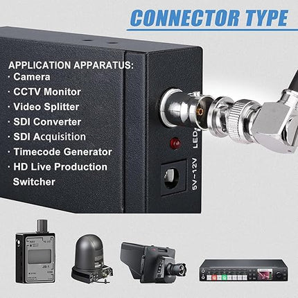 Superbat Thin 3G/6G/12G SDI Cable 1ft BNC Cable 75 Ohm Precision SDI Video Cable Right Angle Supports HD-SDI/3G-SDI/4K/8K Monitor Surveillance DVR Recorder