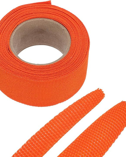MECCANIXITY Braided Cable Sleeves Heat Shrinkable Fabric Sleeving, 1 1/4" 16ft Orange 2:1 Ratio Heat Shrinkable Cord Protector for Harness Cable, Network Cable Protection, Cable Management