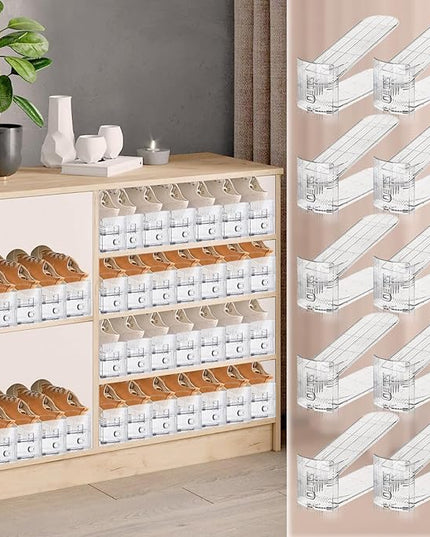 Shoe Slots Organizer for Closet,24 Pack Shoe Stacker Shoe Rack Organizer for Closet Space Saver Storage Shoe Holder Organization(Transparent)