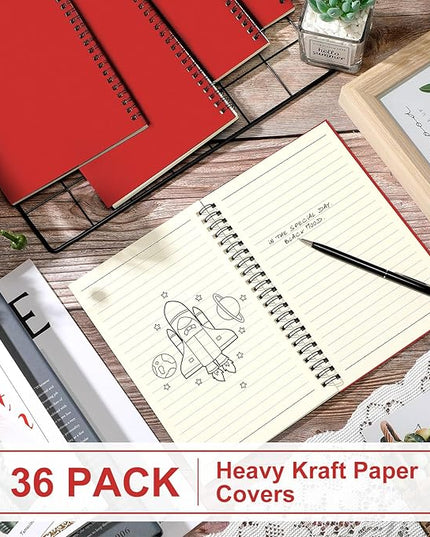 Yahenda Spiral Notebook Bulk A5 Journal Lined 8.3'' x 5.5'' Writing Composition Paper Small Notepad Subject Notebook for Students Office Business Back to School Supplies(Red,36 Pcs)