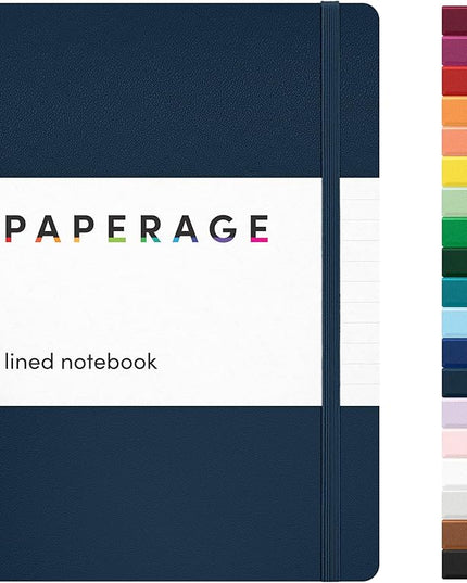 PAPERAGE Lined Journal Notebook, (Navy), 160 Pages, Medium 5.6 in x 8 in - 100 GSM Thick Paper – Hardcover Journaling Notebook for Work, School & Note Taking