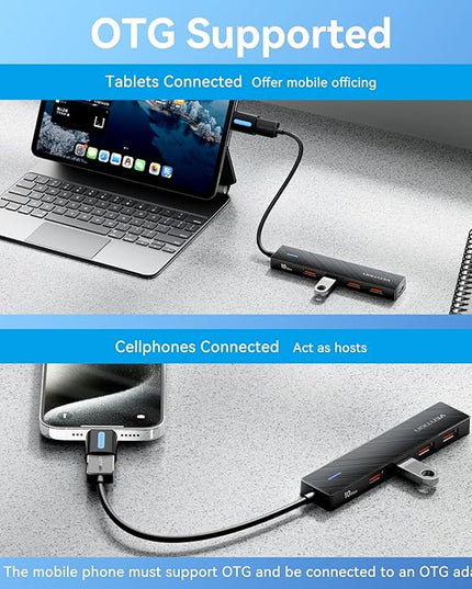 VENTION 10Gbps USB 3.2 Hub, USB Hub with 4 USB A 3.2 Ports, USB 3.2 Gen 2 Splitter USB Expander for Chromebook Surface Pro 3 iMac PS4 Laptop Xbox Flash Drive