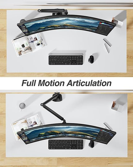 AVLT Single 17"-45" Monitor Arm Desk Mount Premium Mechanical Spring fits One Flat/Curved/Ultrawide Monitor Full Motion Height Swivel Tilt Rotation Adjustable, Black