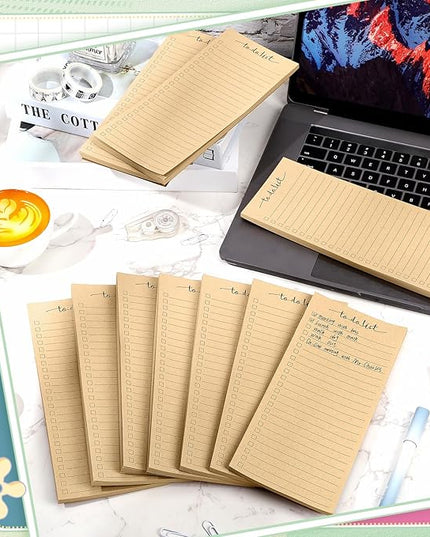 Censen 10 Pack 500 Sheets To Do List Notes Daily Checklist Notepads with 50 Sheets Each Undated Color Memo Pad Block Shopping List Pad Weekly Plan Notepad Organizer Planners(Wood Color,Lined)
