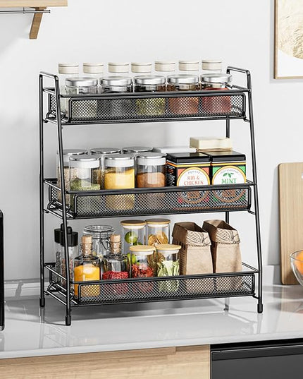 EKNITEY Bathroom Countertop Organizer Rack - 3 Tier Counter Spice Rack Metal Makeup Rack Small Perfume Vanity Organizer for Sink/Bedroom/Living Room/Kitchen/Office