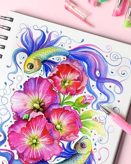 Gel Pens for Adult Coloring Book, 312 Pack Artist Colored Pens with 40% More Ink, Glitter Gel Pens with Case and Coloring Book, Perfect Art Supplies for Adults for Coloring