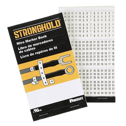 Panduit PCMB-15 Pre-Printed Wire Marker Book, Vinyl Cloth, .22 by 1.38-Inch L, 0-33, 0-45, +, - Legends Only