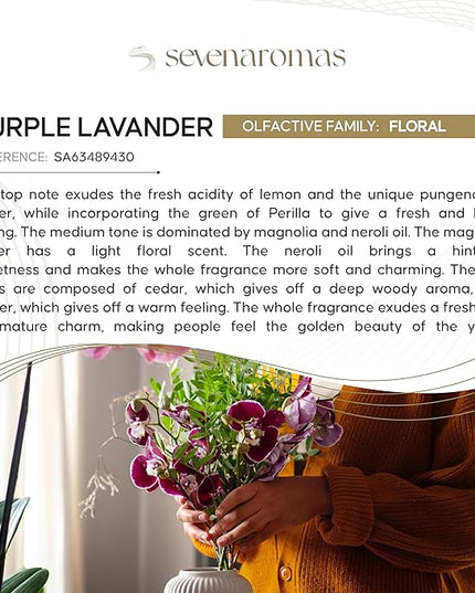 SevenAromas Hotel Scent Diffuser Oil, Luxury Hotel-Inspired Essential Oil for Aromatherapy & HVAC Diffusers – Premium Dropper Bottle - 45 ml 1.52 FL oz (Purple Lavander)