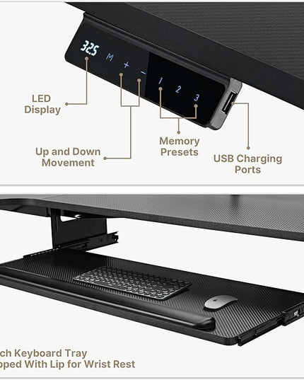 EUREKA ERGONOMIC Standing Desk (61"x43")- L Shaped Desk with Keyboard Tray Adjustable Height Sit Stand Computer Desk Corner Gaming Ergo Desk w Memory Presets, Monitor Stand, LED/USB/Dual Motor, Left