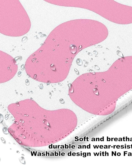 Pink Cow Pattern Square Mouse Pad,Non-Slip Rubber Base Mouse Pad,Home Office Decoration Desktop Accessory,Laptop Mouse Pad for Office Laptops,9.4x7.8x0.12inch.
