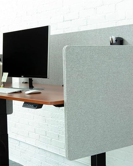 Stand Up Desk Store ReFocus Clamp-on Acoustic Desk Divider Privacy Panel That Reduces Noise and Visual Distractions (Cool Gray, 47.25" X 23.6")