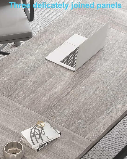 HSH 70 Inch Long Grey Desk, Large Home Office Computer Desk for 2 People, Industrial Wood and Metal Executive Work Writing Study Gaming Desk Table, Modern Bedroom Simple PC Laptop Desk Double Desk
